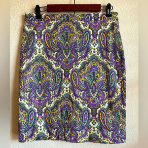 J. Crew Purple Paisley No. 2 Pencil Skirt